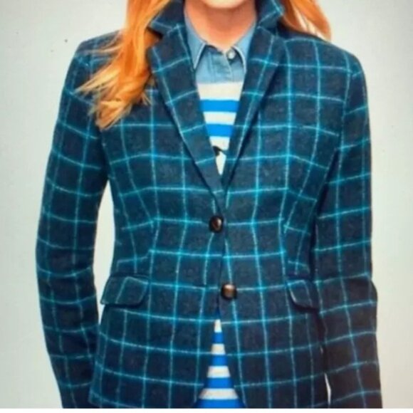 Talbots Women's Windowpane Blue Plaid Jacket - Picture 3 of 10